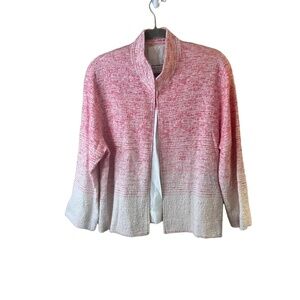 Caroline Rose Pink Ombre Knit Blazer Open Front Long Sleeves Pockets Size Large
